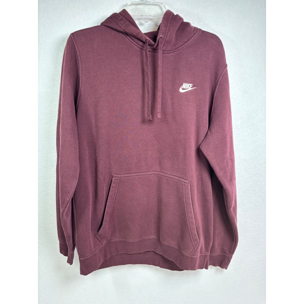 Nike Sportswear Club Fleece Hoodie Mens Large Burgundy Maroon Pullover BV2648